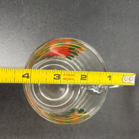 Vintage KIG Indonesia Christmas Poinsettia Glass Coffee Cups Set of 4 - 8 oz - Picture 12 of 13